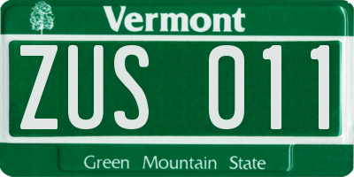 VT license plate ZUS011
