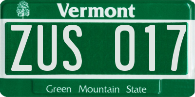 VT license plate ZUS017