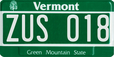 VT license plate ZUS018