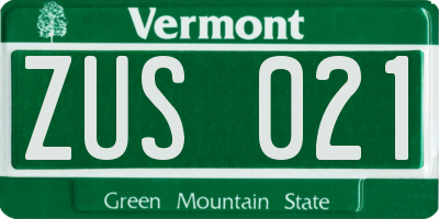 VT license plate ZUS021