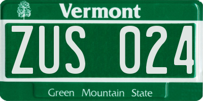 VT license plate ZUS024