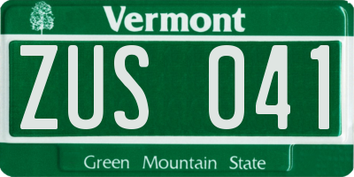 VT license plate ZUS041