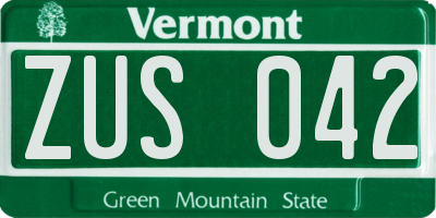VT license plate ZUS042