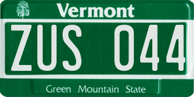 VT license plate ZUS044