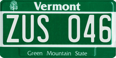 VT license plate ZUS046