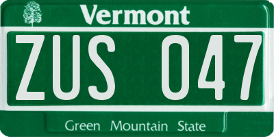 VT license plate ZUS047
