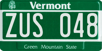 VT license plate ZUS048