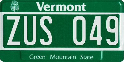 VT license plate ZUS049