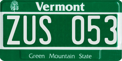 VT license plate ZUS053