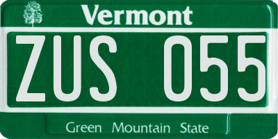 VT license plate ZUS055