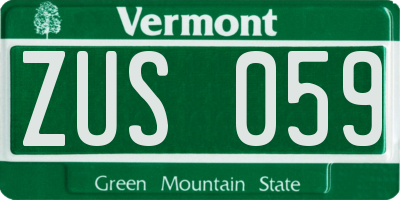 VT license plate ZUS059