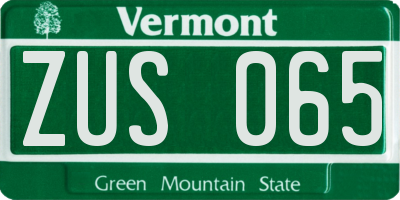 VT license plate ZUS065