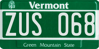 VT license plate ZUS068