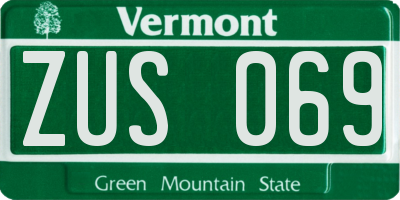 VT license plate ZUS069