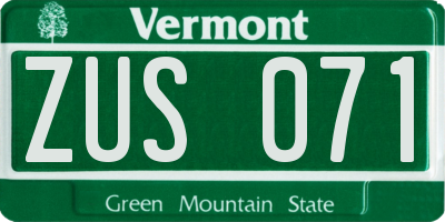 VT license plate ZUS071
