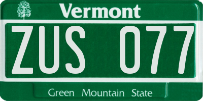 VT license plate ZUS077