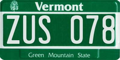 VT license plate ZUS078