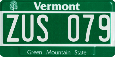 VT license plate ZUS079
