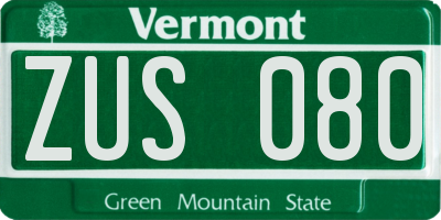 VT license plate ZUS080