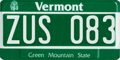 VT license plate ZUS083