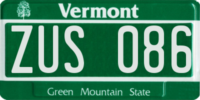 VT license plate ZUS086