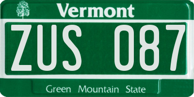VT license plate ZUS087