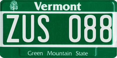 VT license plate ZUS088