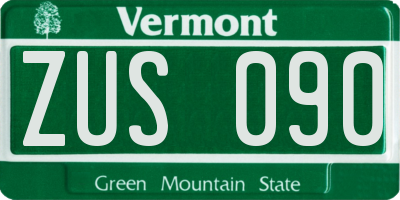 VT license plate ZUS090