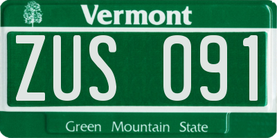 VT license plate ZUS091