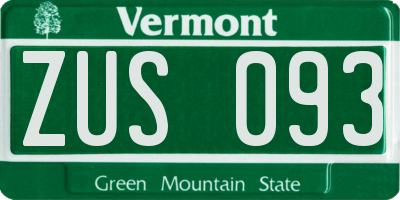 VT license plate ZUS093