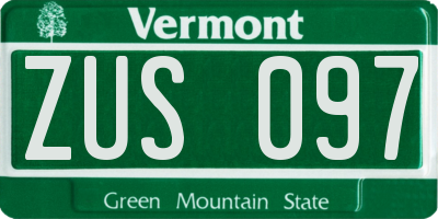 VT license plate ZUS097