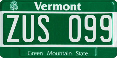 VT license plate ZUS099