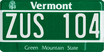 VT license plate ZUS104
