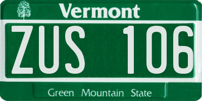 VT license plate ZUS106
