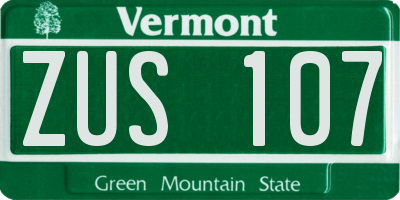 VT license plate ZUS107