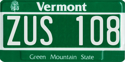 VT license plate ZUS108