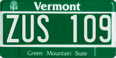 VT license plate ZUS109