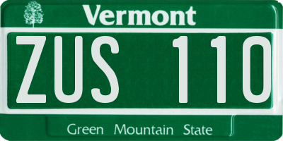 VT license plate ZUS110