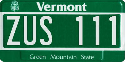 VT license plate ZUS111