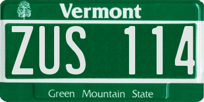 VT license plate ZUS114