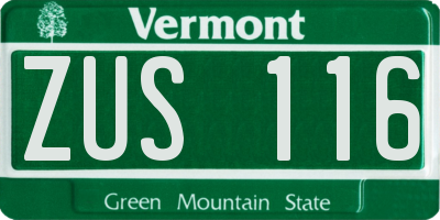 VT license plate ZUS116