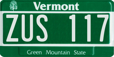 VT license plate ZUS117