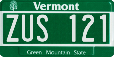 VT license plate ZUS121
