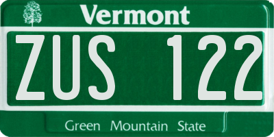 VT license plate ZUS122