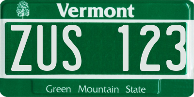 VT license plate ZUS123