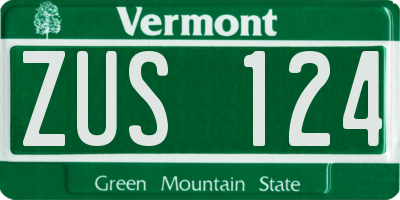 VT license plate ZUS124