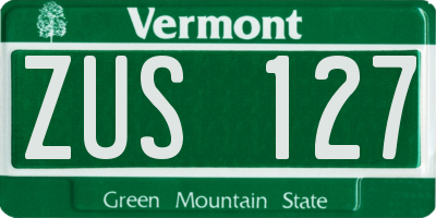 VT license plate ZUS127