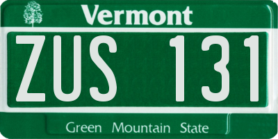 VT license plate ZUS131