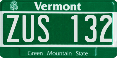 VT license plate ZUS132