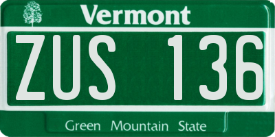 VT license plate ZUS136